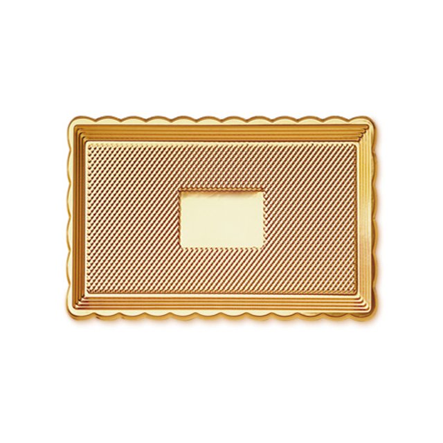 Obrázek produktu Podnos plast 15x25cm zlatý vlnitý okraj 018/1 (krt.150ks) Alcas