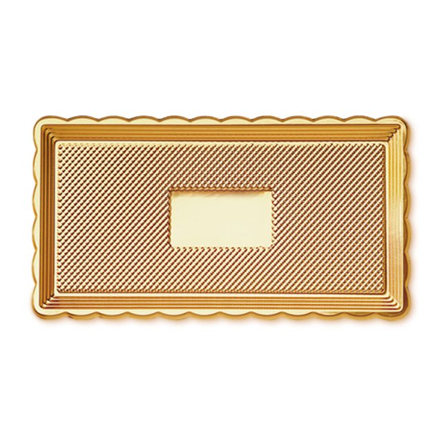 Obrázek produktu Podnos plast 15x35cm zlatý vlnitý okraj 018/3 (krt.100ks) Alcas