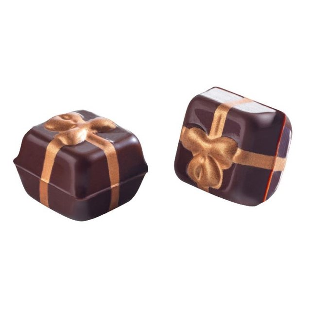 Obrázek produktu Dekor dárky tmavá čokoláda 2 vzory 2,2x2,2cm 88ks PCB