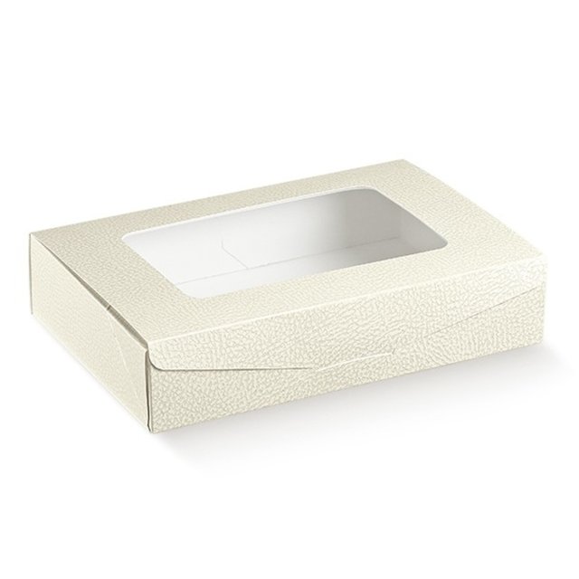 Obrázek produktu Krabice na cukroví s okénkem potisk bílá kůže 24x16x5cm 1ks (krt.5x10ks)