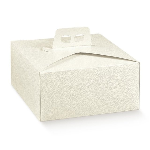 Obrázek produktu Krabice na dort hranatá s uchem potisk bílá kůže 29x29x12cm 1ks (krt.5x20ks)