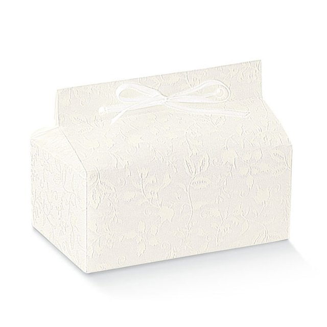 Obrázek produktu Krabička na pralinky/makronky 10,3x7x4,5cm na zavázání stuhou Harmony bianco bílá 1ks (krt.10x10ks)