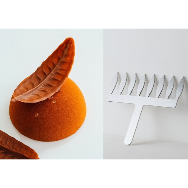 Obrázek produktu ŠABLONA NEREZ na čokoládovou dekoraci LÍSTKY PEŘÍČKA 6cm