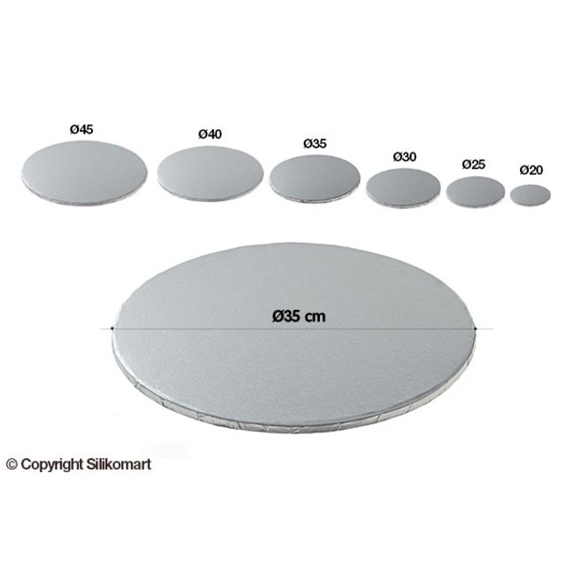 Obrázek produktu Podložka silná dortová pr.35cm v.1,2cm stříbrná Silikomart