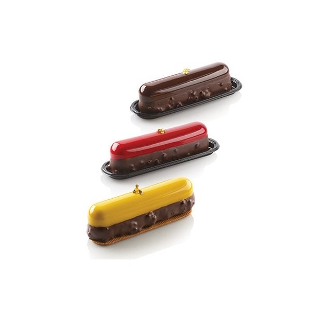 Obrázek produktu Forma silikon bílá: L'ECLAIR 120 13,5x2,8cm v.3,7cm+vykrajovač+podtácky