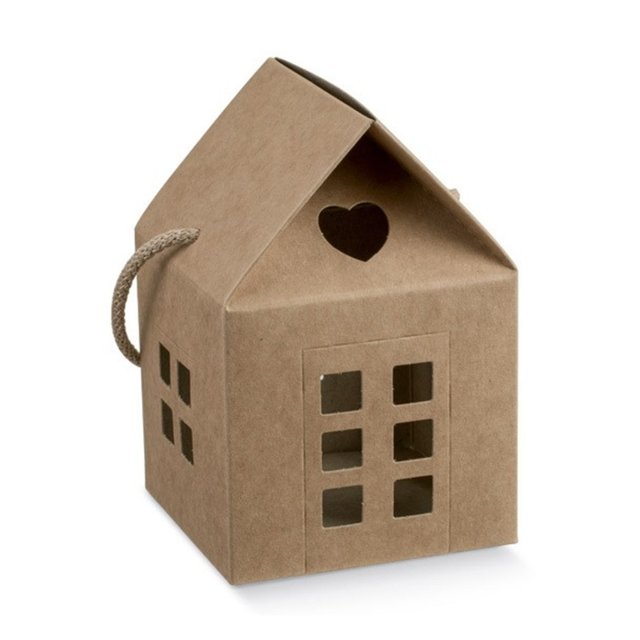 Obrázek produktu Krabice na dort domeček přírodní 12x12x11cm 1ks (bal.10ks)