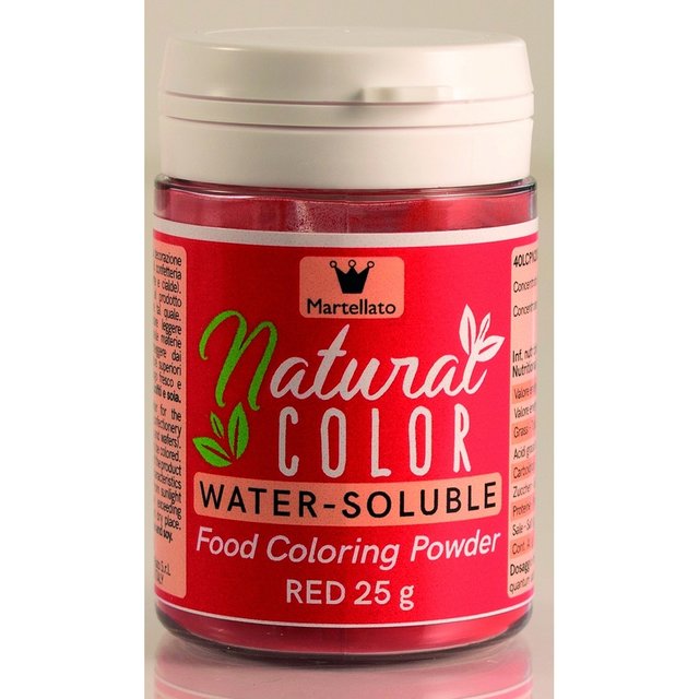 Obrázek produktu Barva v prášku rozpustná ve vodě ČERVENÁ přírodní (red) 25g Martellato