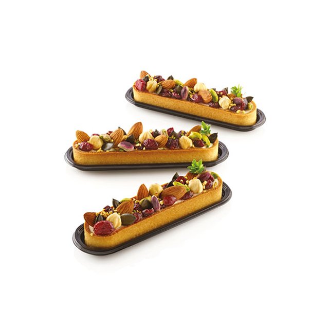 Obrázek produktu TARTE RING RÁFKY perforované - OBLONG/ECLAIR 6ks 146x34x20mm Silikomart