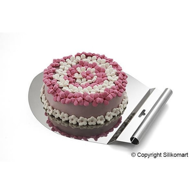 Obrázek produktu Podnos nerez kulatý s úchytem 28x33cm Silikomart