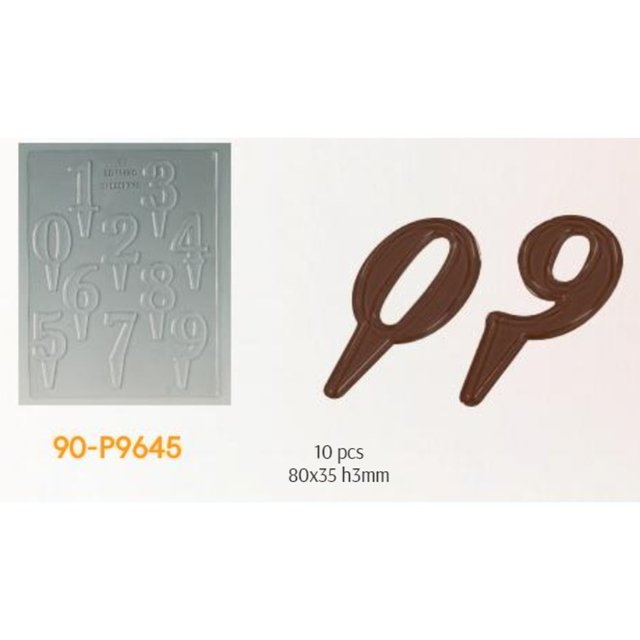 Obrázek produktu Forma plast čirá: Čísla se zápichem 80x35mm 10ks Martellato