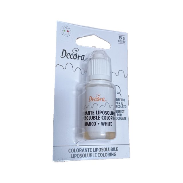 Obrázek produktu Barva tekutá ozpustná v tucích BÍLÁ 15g BEZ E171 Decora