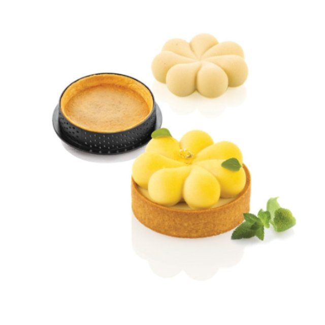 Obrázek produktu Forma silikon bílá + ráfky: Kit Tarte Ring Blossom pr.70mm 8x