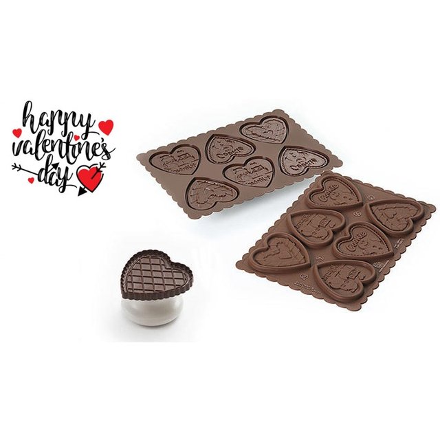 Obrázek produktu Forma silikon hnědá + vykrajovátko: SUŠENKY COOKIES SRDCE