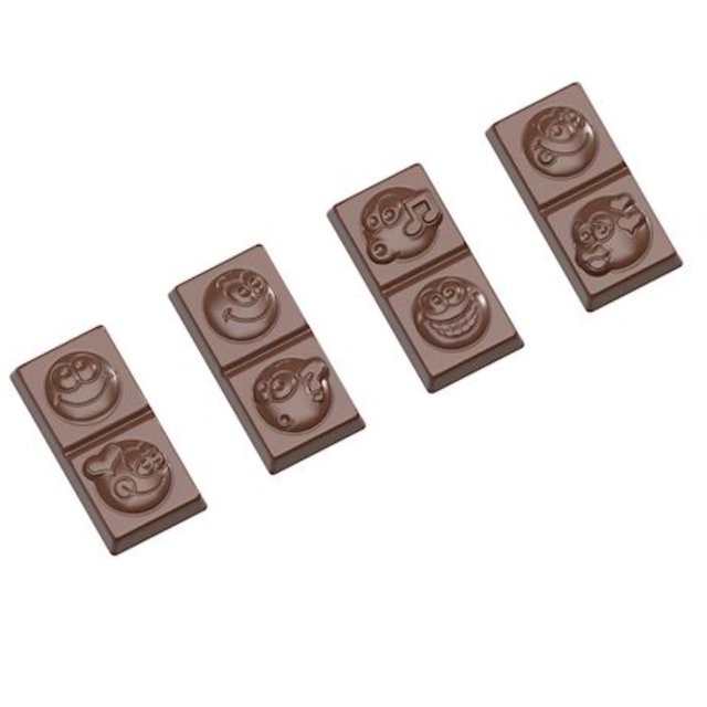 Obrázek produktu Forma na pralinky TABULKA CARAQUE SMILEY 4,9x2,45cm v.0,9cm 9,5g 2x8ks