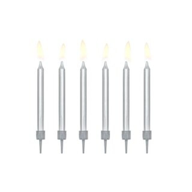 Obrázek produktu Dortové svíčky - stříbrné 6cm 6ks SA