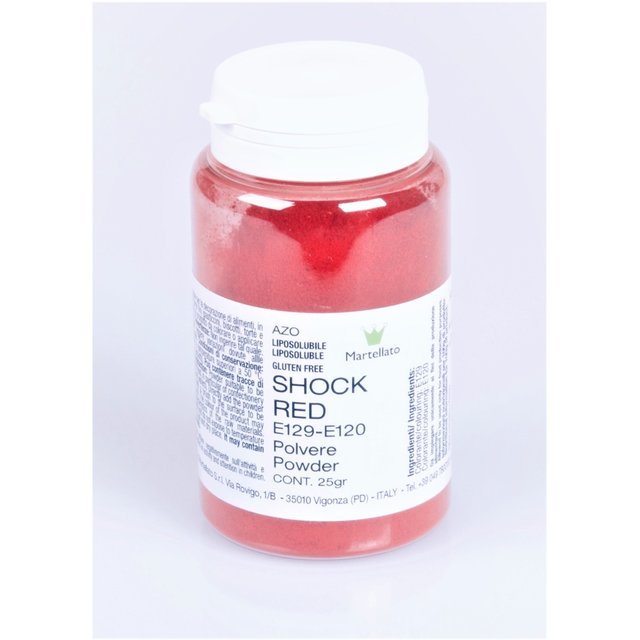 Obrázek produktu Barva v prášku rozpustná v tucích ČERVENÁ SHOCK 25g Martellato