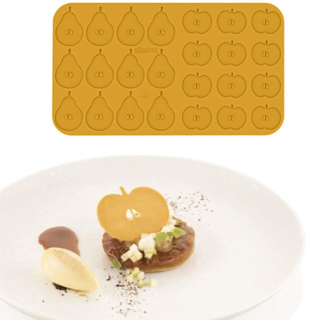 Obrázek produktu Forma silikon žlutá: MELA PERA - plátky jablka 6x5,1cm a hrušky 8x5,6cm v.2mm