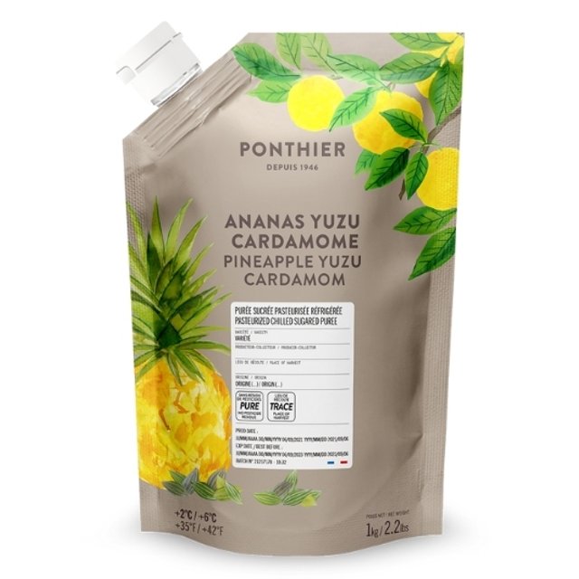 Obrázek produktu PONTHIER Pyré mix ananas yuzu cardamon PINEAPPLE YUZU CARDAMON 1kg x6