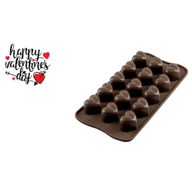 Obrázek produktu Forma silikon hnědá: PRALINKY SRDCE 15x10ml