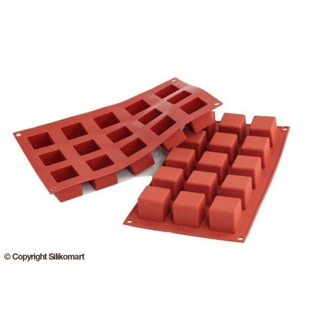 Obrázek produktu Forma silikon terakota: KOSTKA 35x35mm v.35mm 42ml 15ks Silikomart
