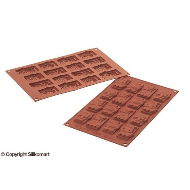 Obrázek produktu Forma silikomart terakota: ŠTÍTKY ZVÍŘATA 60x30mm v.8mm 5,2ml 32ks Silikomart