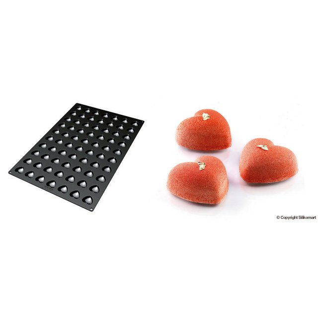 Obrázek produktu Forma silikon černá: SRDCE 60x40cm 70x11ml   3,6x3,9cm v.1,6cm