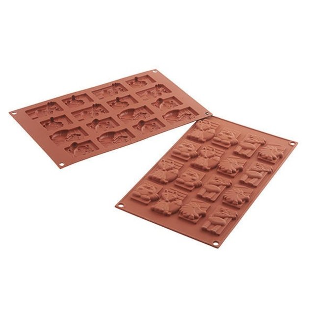 Obrázek produktu Forma silikon terakota: ŠTÍTKY ZVÍŘÁTKA Winter Choco Tags 12ks Silikomart