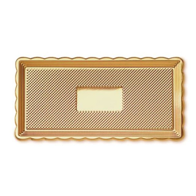 Obrázek produktu Podnos plast 15x20cm zlatý vlnitý okraj (krt.150ks) Alcas