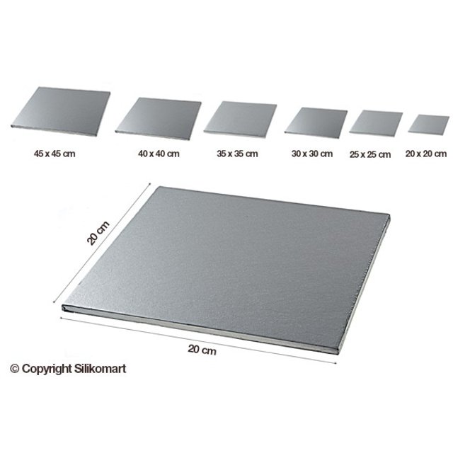 Obrázek produktu Podložka silná dortová 20x20cm v.1,2cm stříbrná Silikomart