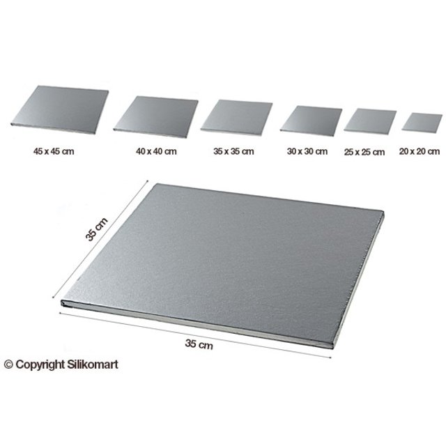 Obrázek produktu Podložka silná dortová 35x35cm v.1,2cm stříbrná Silikomart