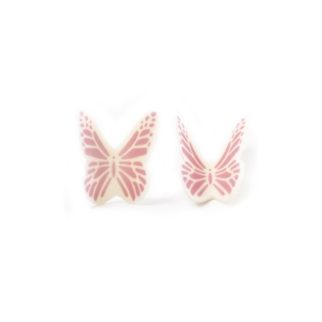 Obrázek produktu Dekor Butterfly pink white Motýl růžovo-bílý 3,5x3x1,5cm 120ks/krab. DOBLA