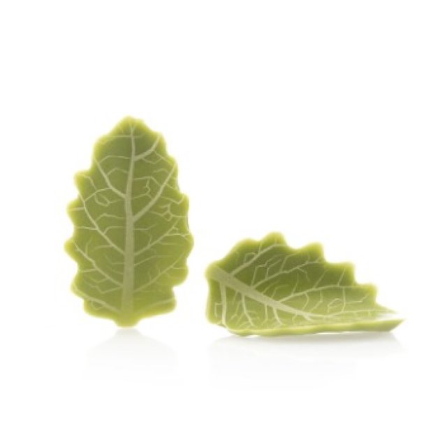 Obrázek produktu Čoko dekor lístky ZELENÉ RELIÉF 3,3x1,9cm 144ks/krab. DOBLA