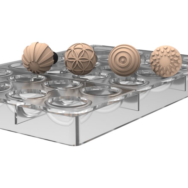 Obrázek produktu Forma na pralinky KIT SEMISFERA + 4 RAZÍTKA - pr.31mm v.16,5mm Silikomart