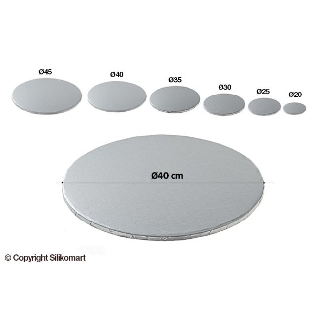 Obrázek produktu Podložka silná dortová pr.40cm v.1,2cm stříbrná Silikomart