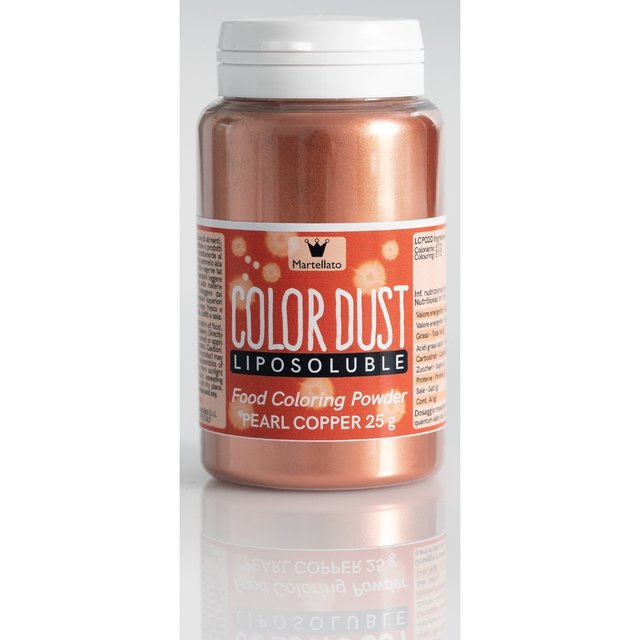 Obrázek produktu Barva v prášku rozpustná v tucích MĚDĚNÁ (PEARL COPPER) bez AZO 25g Martellato
