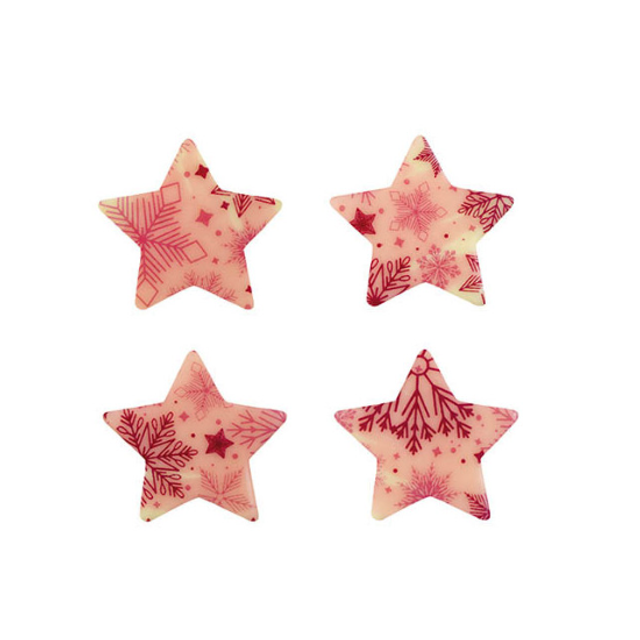 Obrázek produktu Dekor hvězda bílá čokoláda 4 druhy 3x3cm 216ks PCB