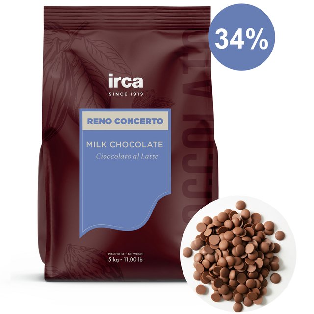 Obrázek produktu IRCA Čokoláda mléčná 34% RENO CONCERTO MILK 37/39 10kg (2x5kg)