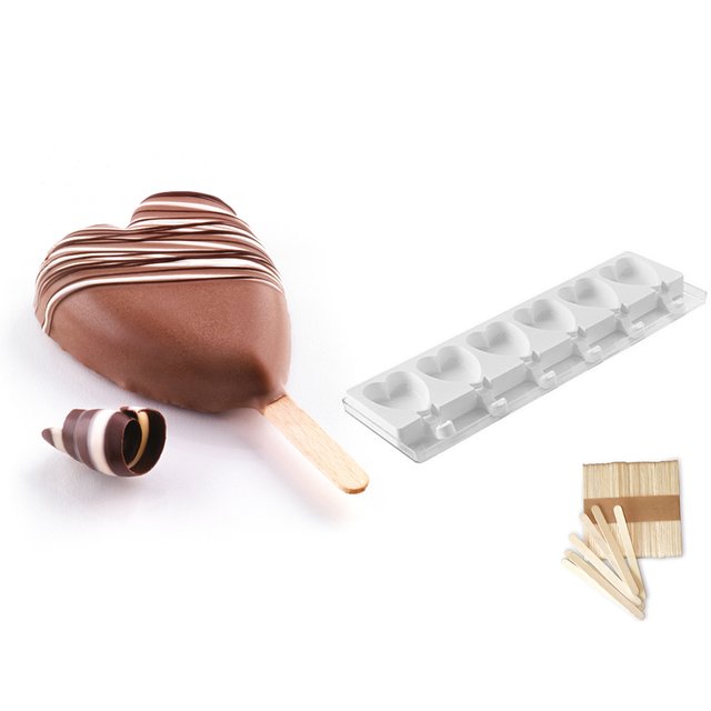 Obrázek produktu Sada forem na nanuky srdce mini 6,8cm bílá 2x6ks