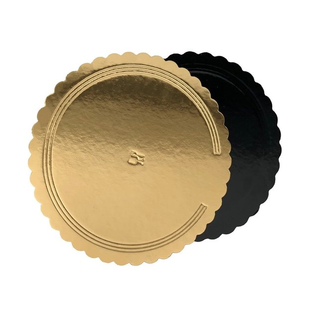 Obrázek produktu Lepenková podložka pr.28cm SILNÁ G2400 ČERNÁ/ZLATÁ (vlnitý okraj)