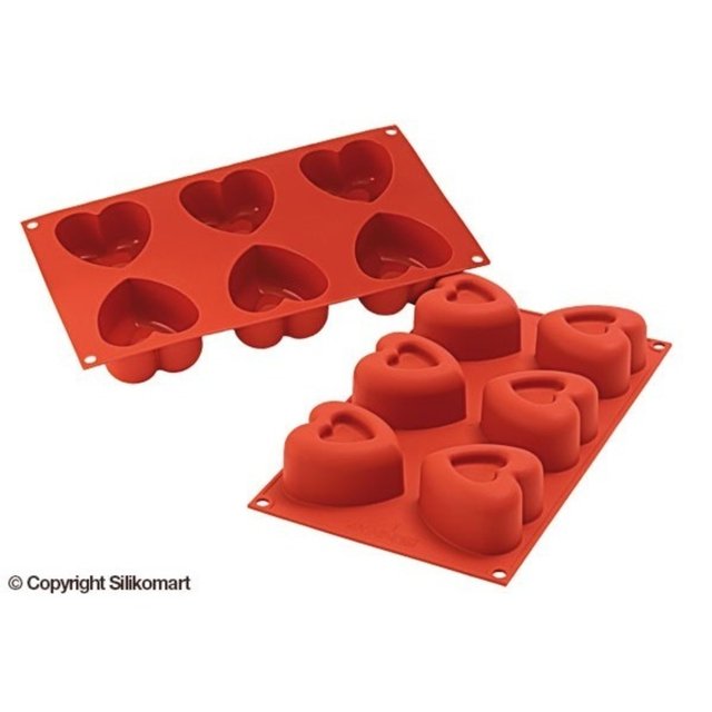 Obrázek produktu Forma silikon terakota: SAVARIN srdce 69,5x72mm v.39mm 125ml 6ks