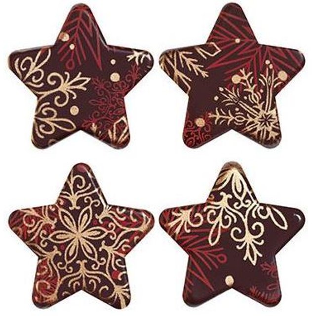 Obrázek produktu Dekor hvězda tmavá čokoláda 4 druhy 3x3cm 216ks PCB