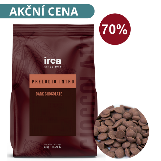 Obrázek produktu IRCA Čokoláda hořká 70% INTRO PRELUDIO 38/40 10KG (2x5kg) "cioccolato fondente" DOPRODEJ