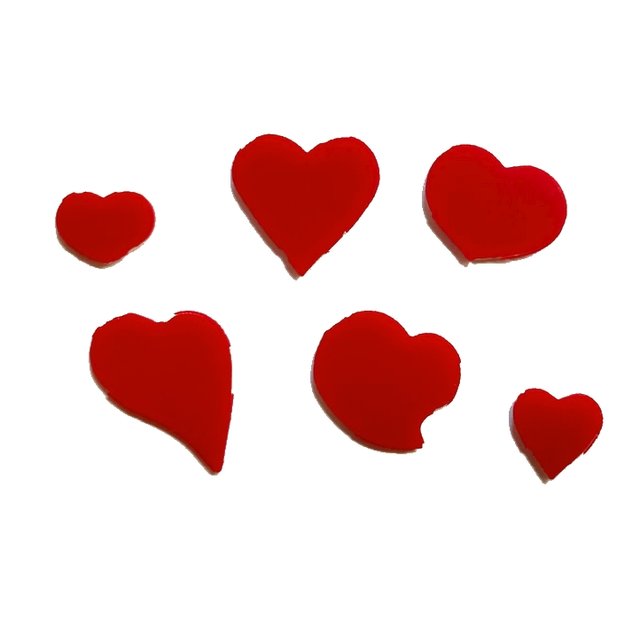 Obrázek produktu Dekor srdce bílá čokoláda 6 druhů 1,7-2,5x1,3-3,1cm 360ks PCB