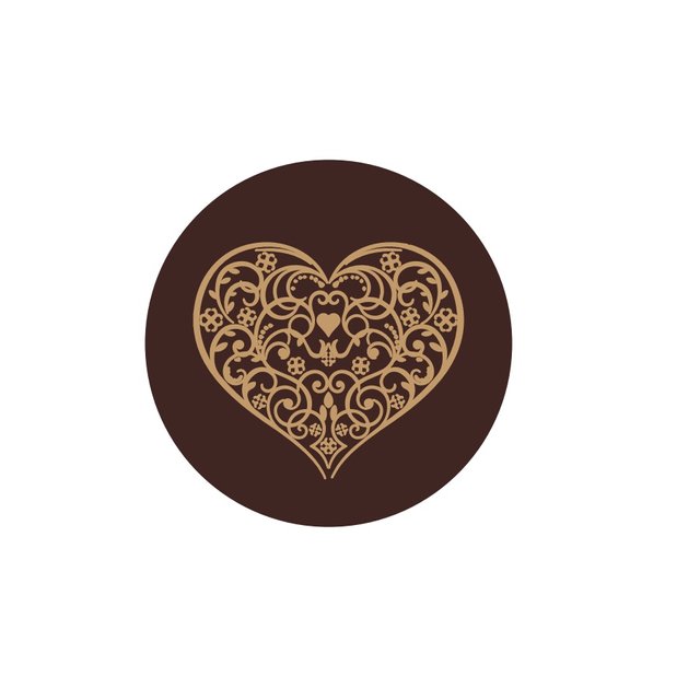 Obrázek produktu Dekor čokoládový tmavý- kolečko potisk srdíčko pr.2,5cm 540 ks PCB