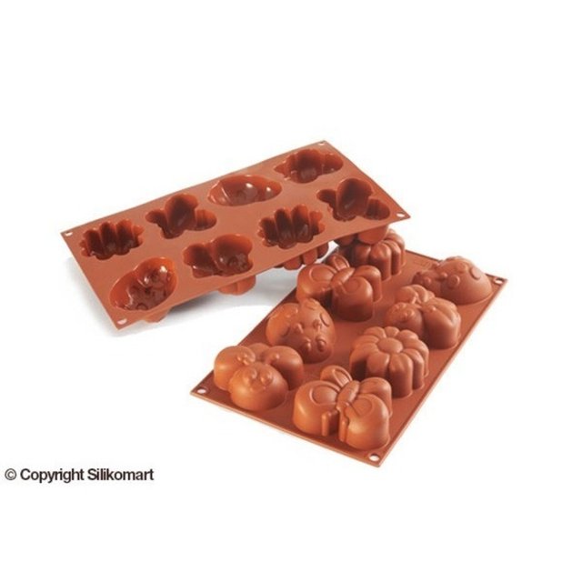 Obrázek produktu Forma silikon terakota - ZVÍŘÁTKA A KYTKY 77,5x57,5mm v.32mm 80,7ml 8ks Silikomart