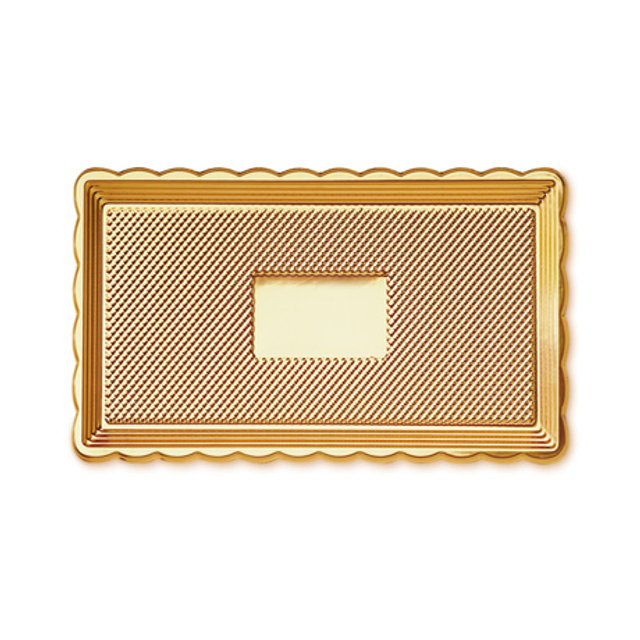 Obrázek produktu Podnos plast 15x30cm zlatý vlnitý okraj (krt.150 ks) Alcas