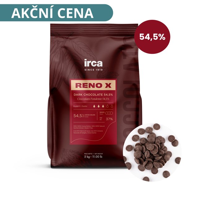 Obrázek produktu IRCA Čokoláda hořká 54,5% RENO X 5kg (krab.10kg) AKCE