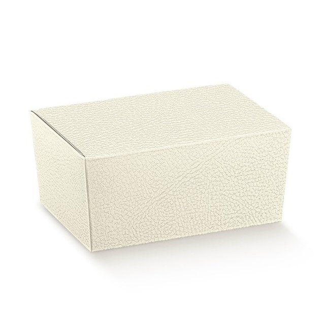 Obrázek produktu Krabička na pralinky 11,5x7,5x5cm papír bílá kůže 1ks (bal.10ks)