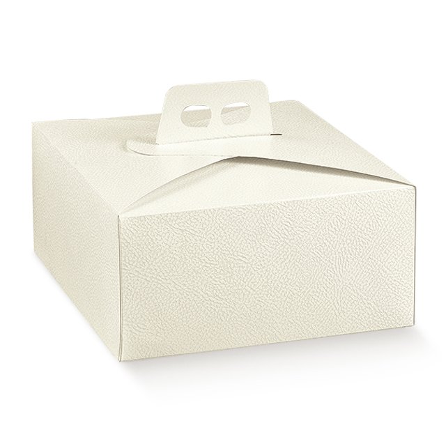 Obrázek produktu Krabice na dort hranatá s uchem potisk bílá kůže 27x27x12cm 1ks (krt.5x20ks)