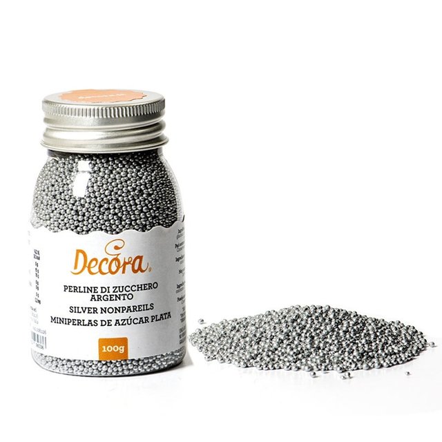 Obrázek produktu Cukrové zdobení kuličky STŘÍBRNÉ mini (perličky) 100g DECO